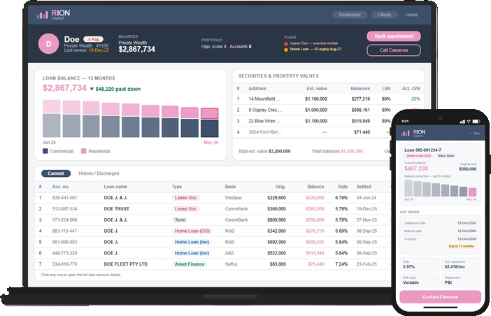 Rradar dashboard — your finance, live